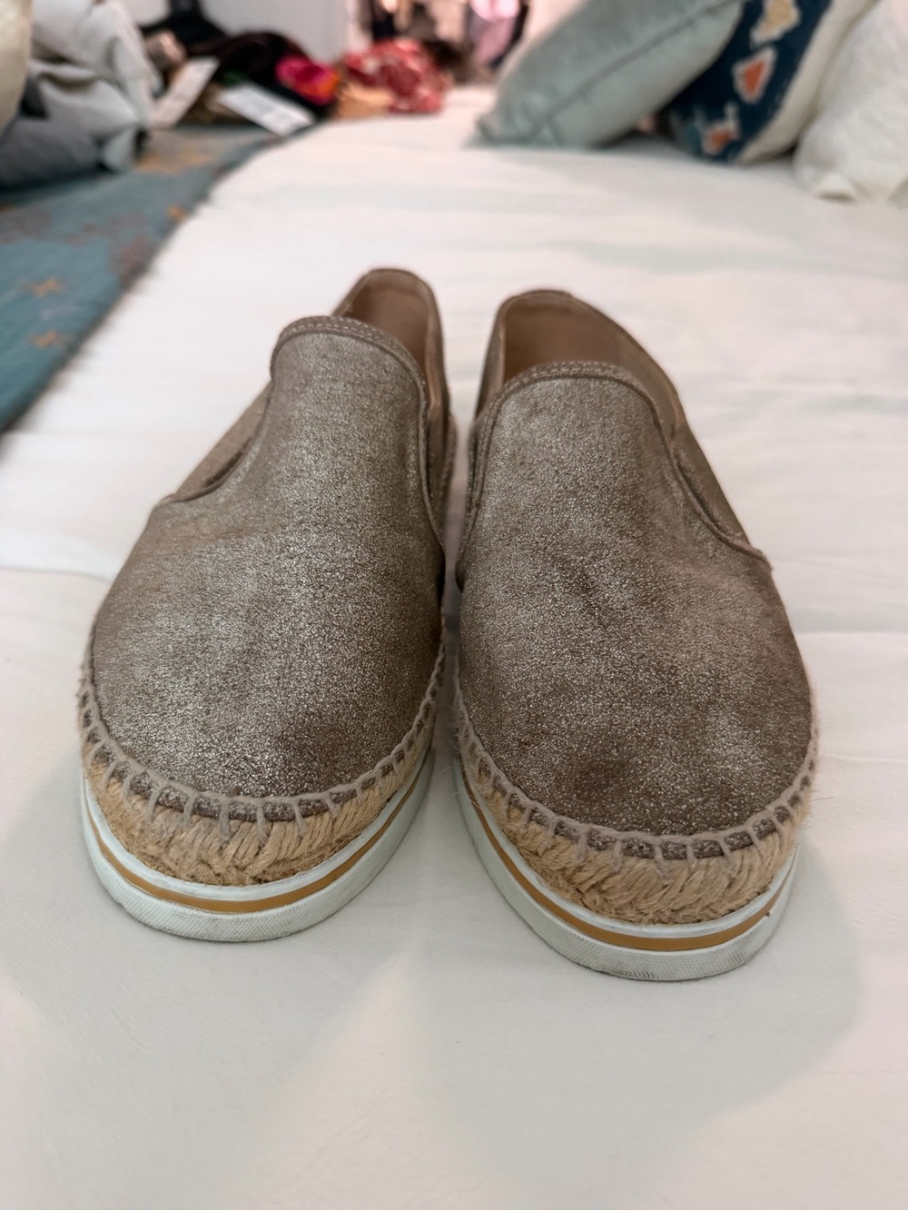 Jimmy Choo Metallic Taupe Slip-On Espadrilles